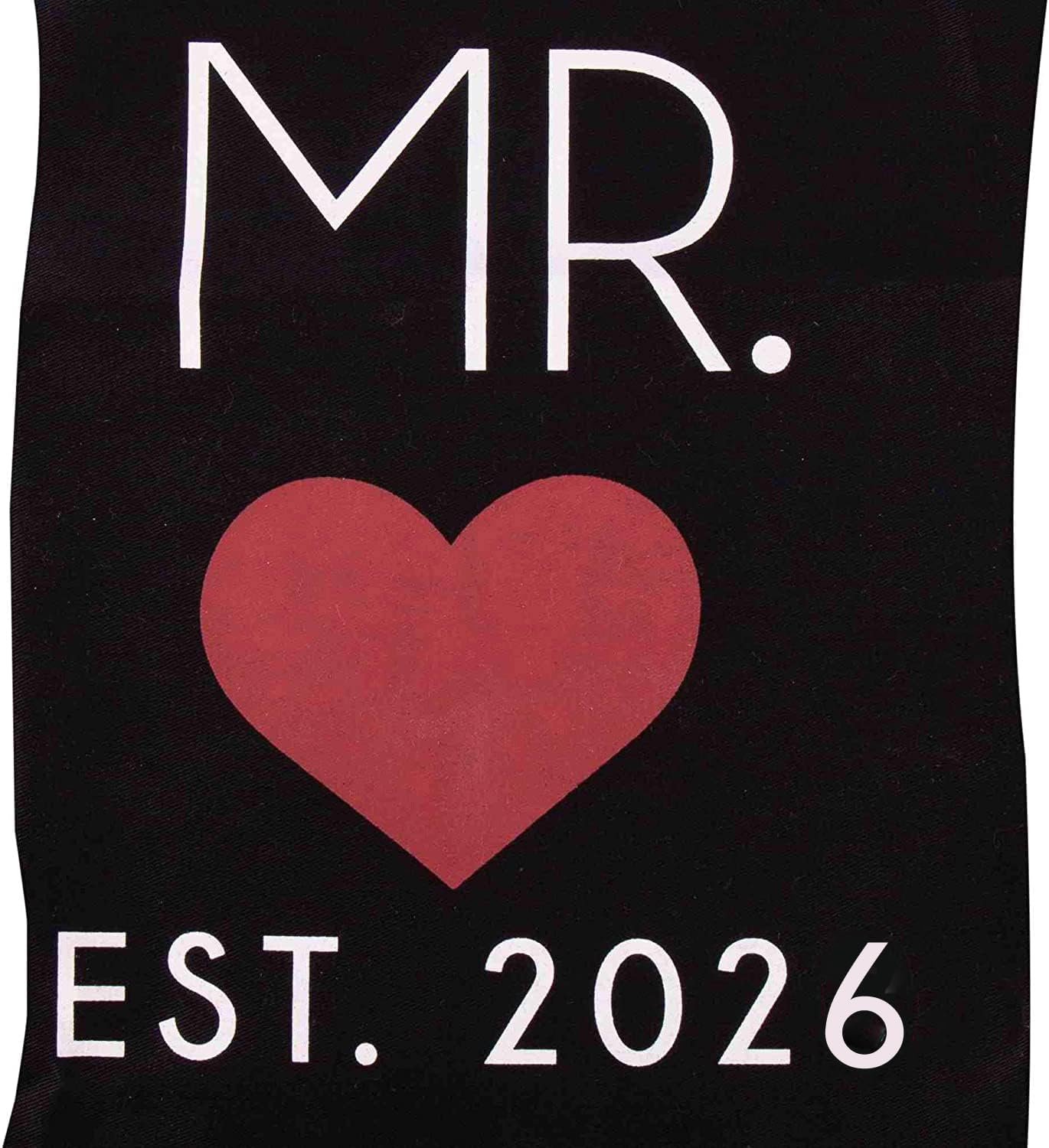 GSM Brands Mr. and Mrs. Couples Kitchen Aprons (2-Piece Set) Cute Cooking Bibs for Newlyweds - Image 3