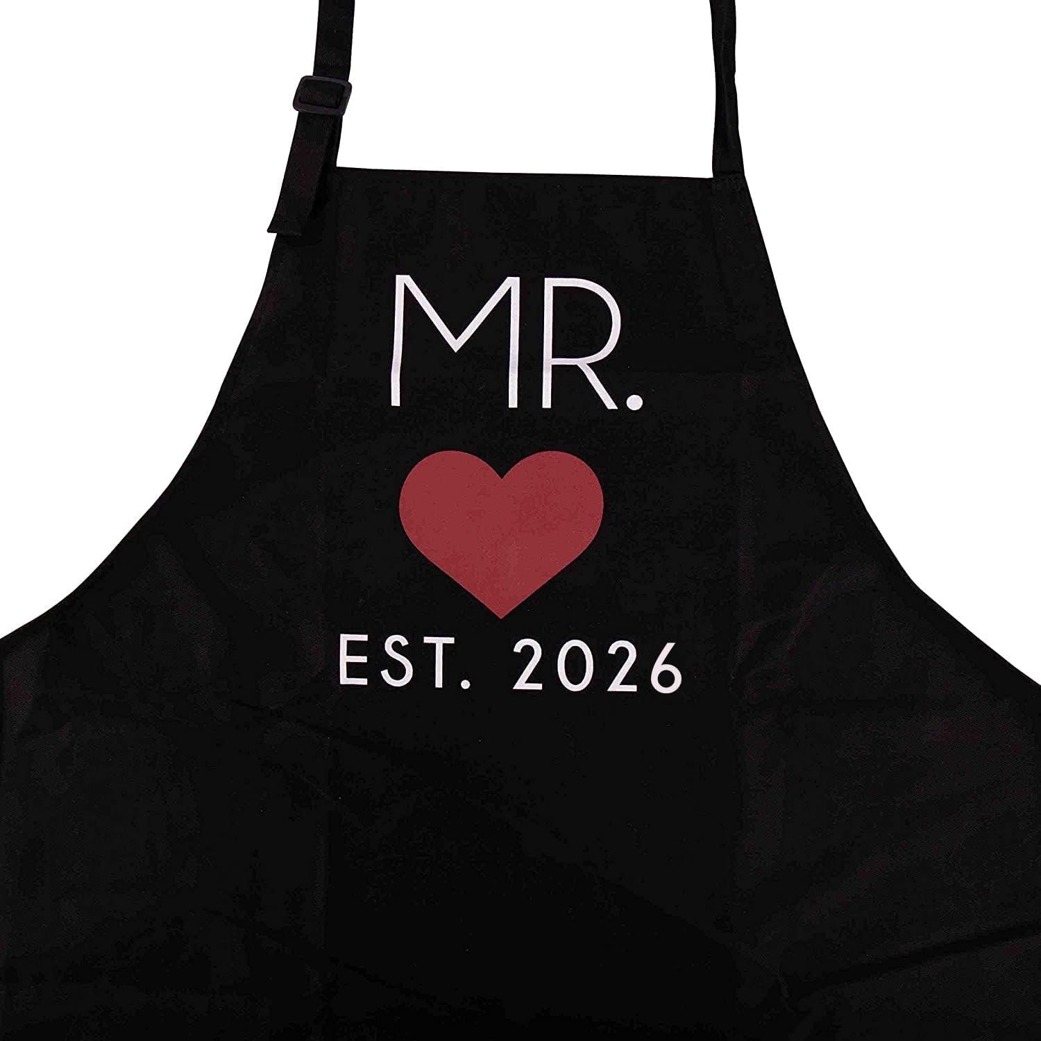 GSM Brands Mr. and Mrs. Couples Kitchen Aprons (2-Piece Set) Cute Cooking Bibs for Newlyweds - Image 5