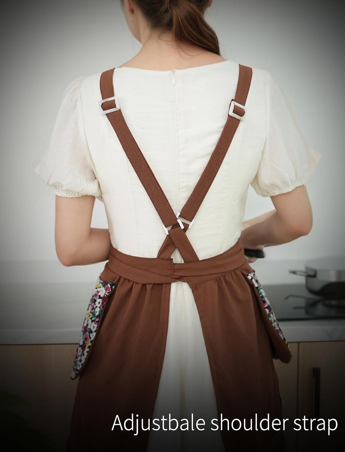 Pinknoke Kitchen Aprons for Women with Pockets Cute Vintage Chef Pinafore Apron for Gardening Cooking Baking Painting - Image 7