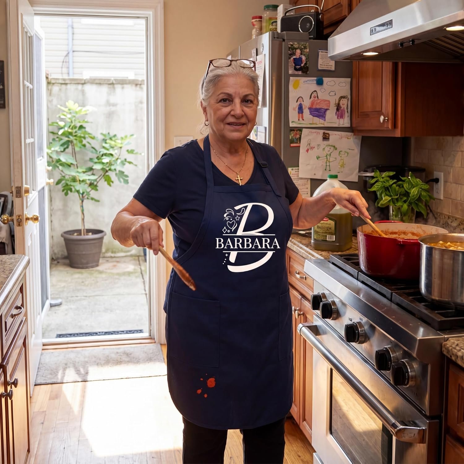 Custom Initial Monogram Apron for Women Men – Personalized Letter Cooking Kitchen Apron with Name - Image 4