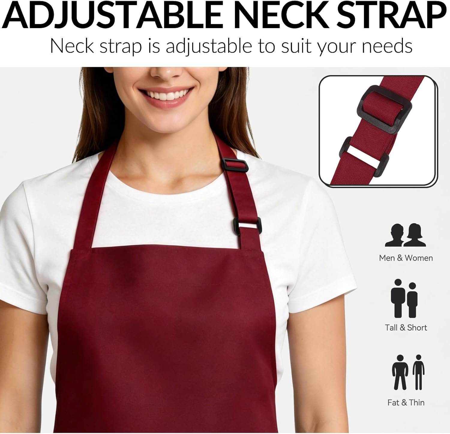 Large Chef Apron for Men and Women, Cooking Kitchen Aprons with 2 Large Pockets Water Oil Resistant - Image 3