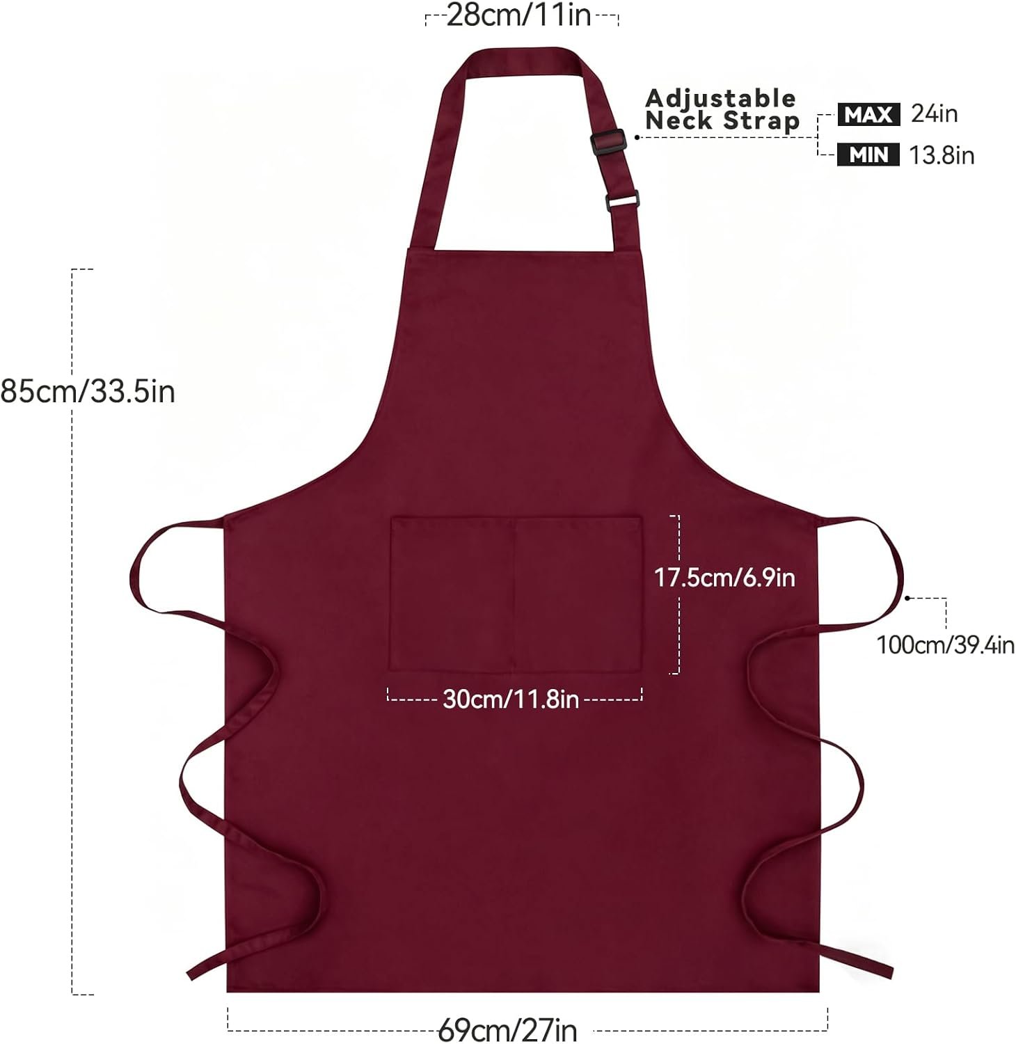 Large Chef Apron for Men and Women, Cooking Kitchen Aprons with 2 Large Pockets Water Oil Resistant - Image 7