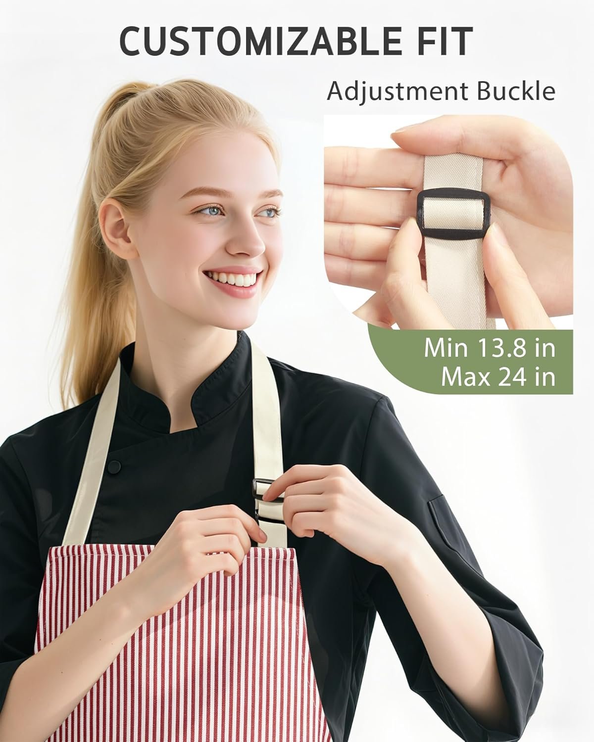Syntus Apron for Men Women, Adjustable Cooking Kitchen Chef Aprons with 2 Pockets - Image 3