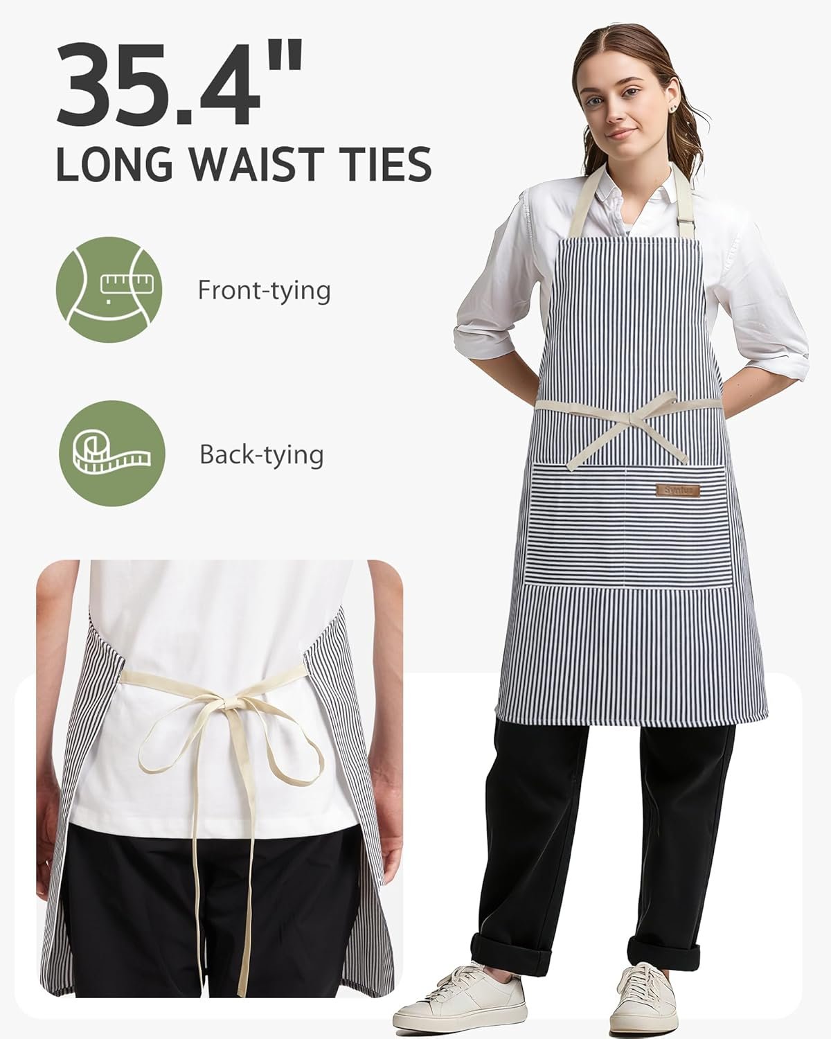 Syntus Apron for Men Women, Adjustable Cooking Kitchen Chef Aprons with 2 Pockets - Image 5