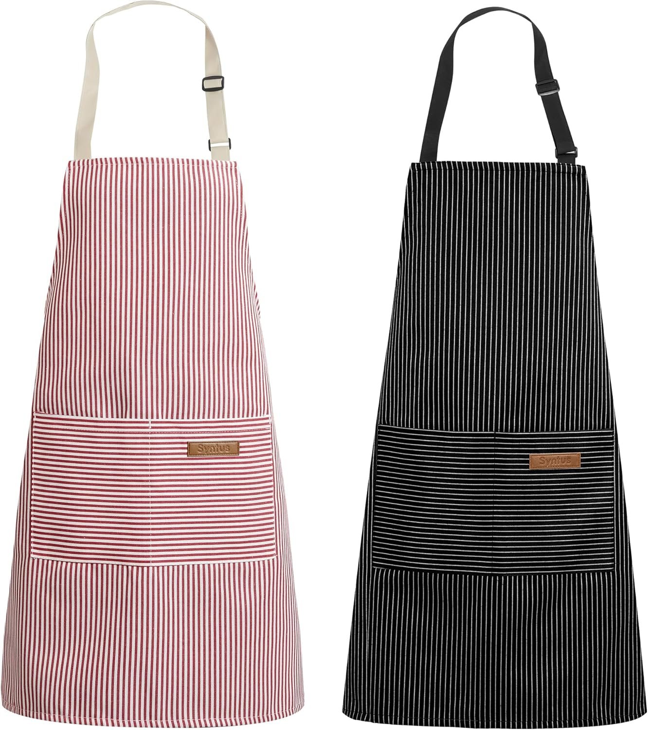 Syntus Apron for Men Women, Adjustable Cooking Kitchen Chef Aprons with 2 Pockets