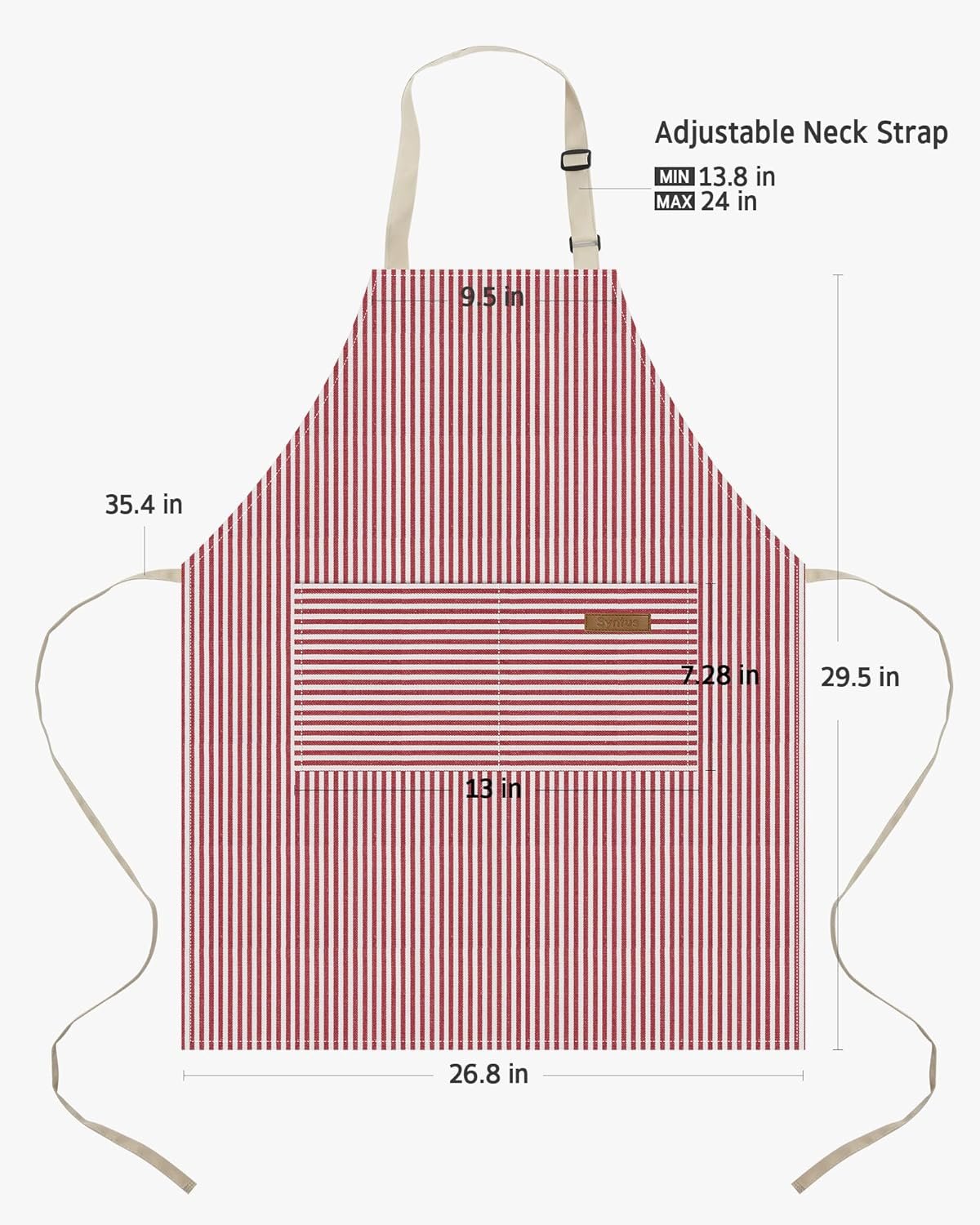 Syntus Apron for Men Women, Adjustable Cooking Kitchen Chef Aprons with 2 Pockets - Image 2