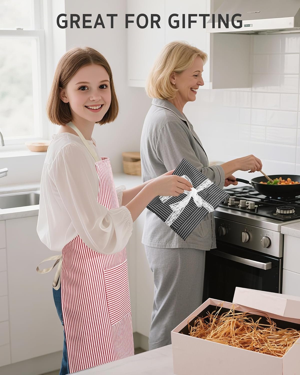 Syntus Apron for Men Women, Adjustable Cooking Kitchen Chef Aprons with 2 Pockets - Image 3