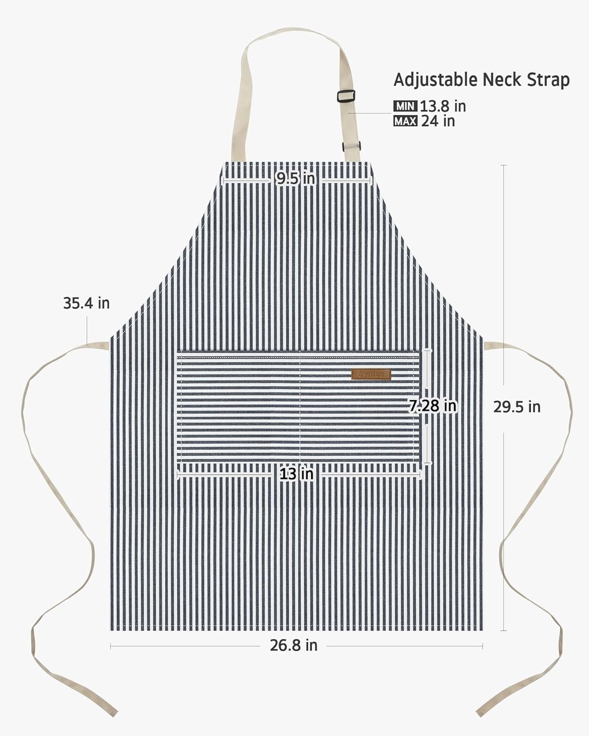 Syntus Apron for Men Women, Adjustable Cooking Kitchen Chef Aprons with 2 Pockets - Image 2