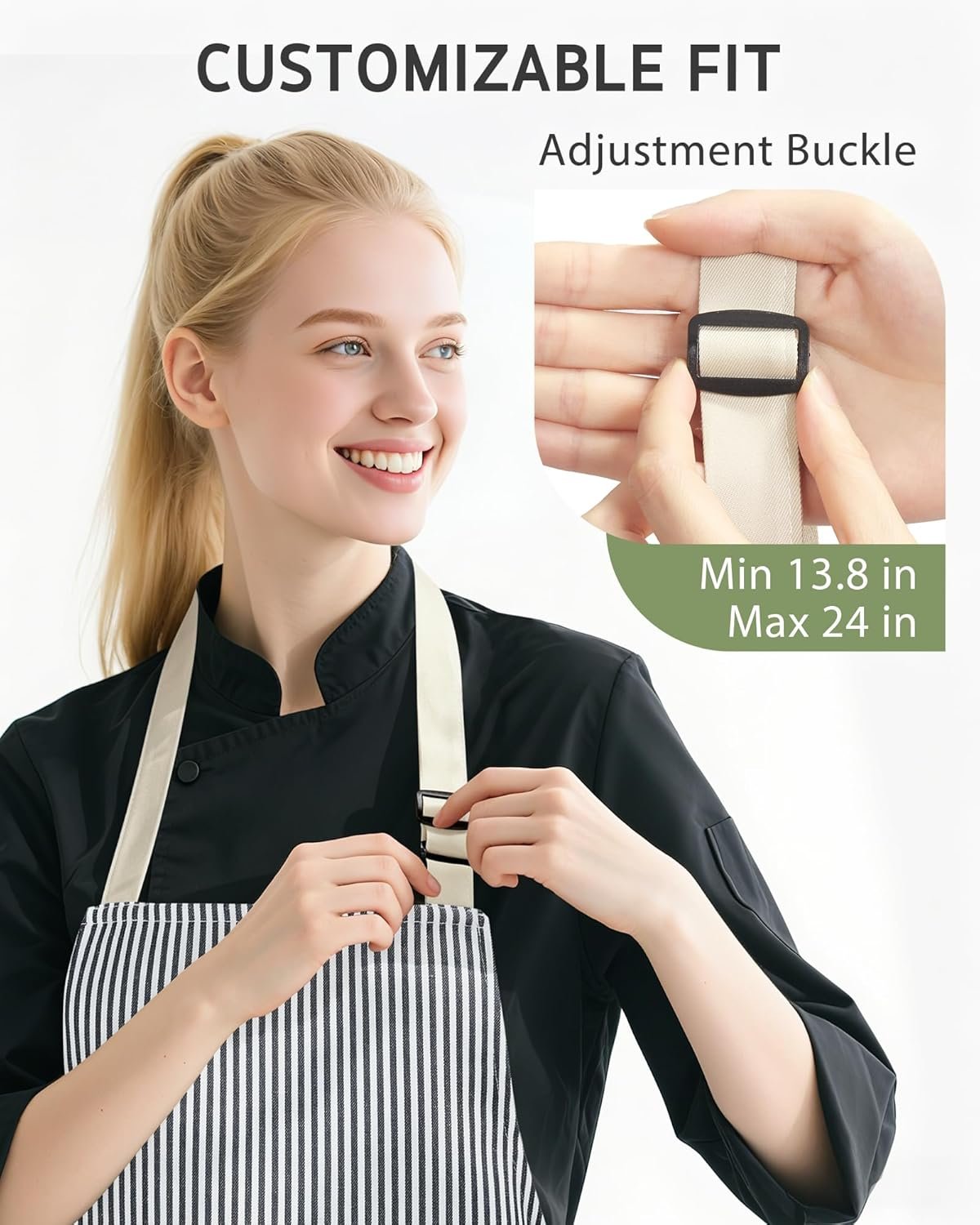 Syntus Apron for Men Women, Adjustable Cooking Kitchen Chef Aprons with 2 Pockets - Image 4