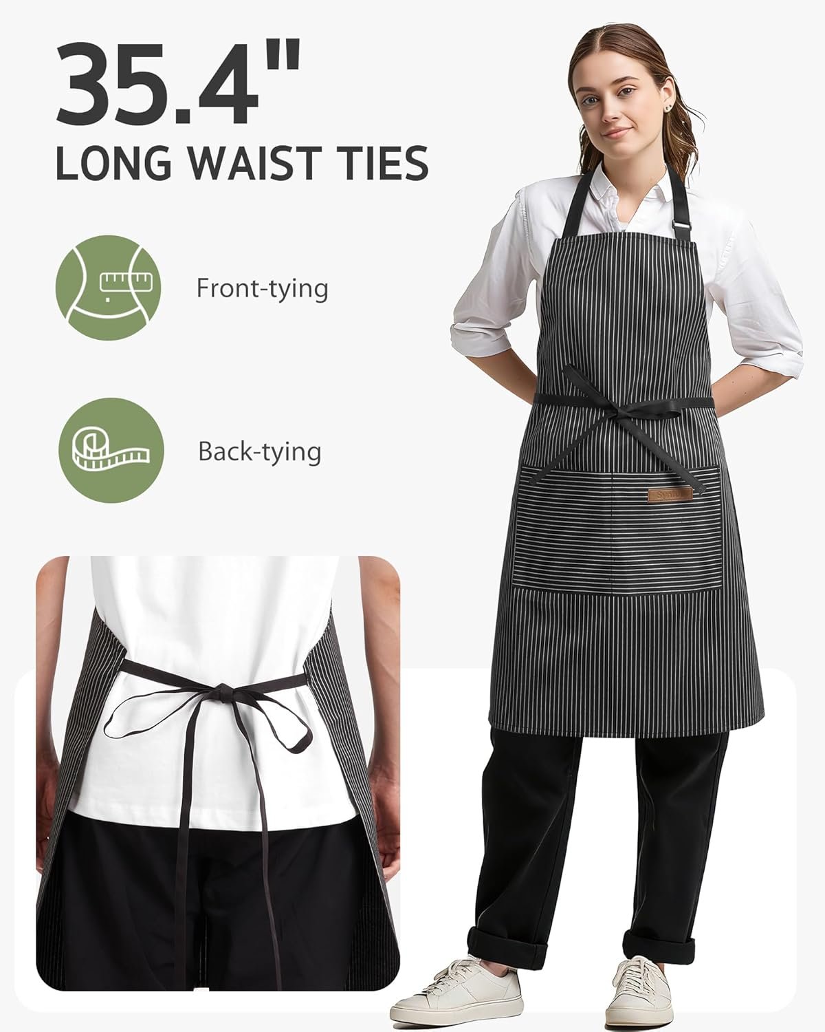 Syntus Apron for Men Women, Adjustable Cooking Kitchen Chef Aprons with 2 Pockets - Image 5