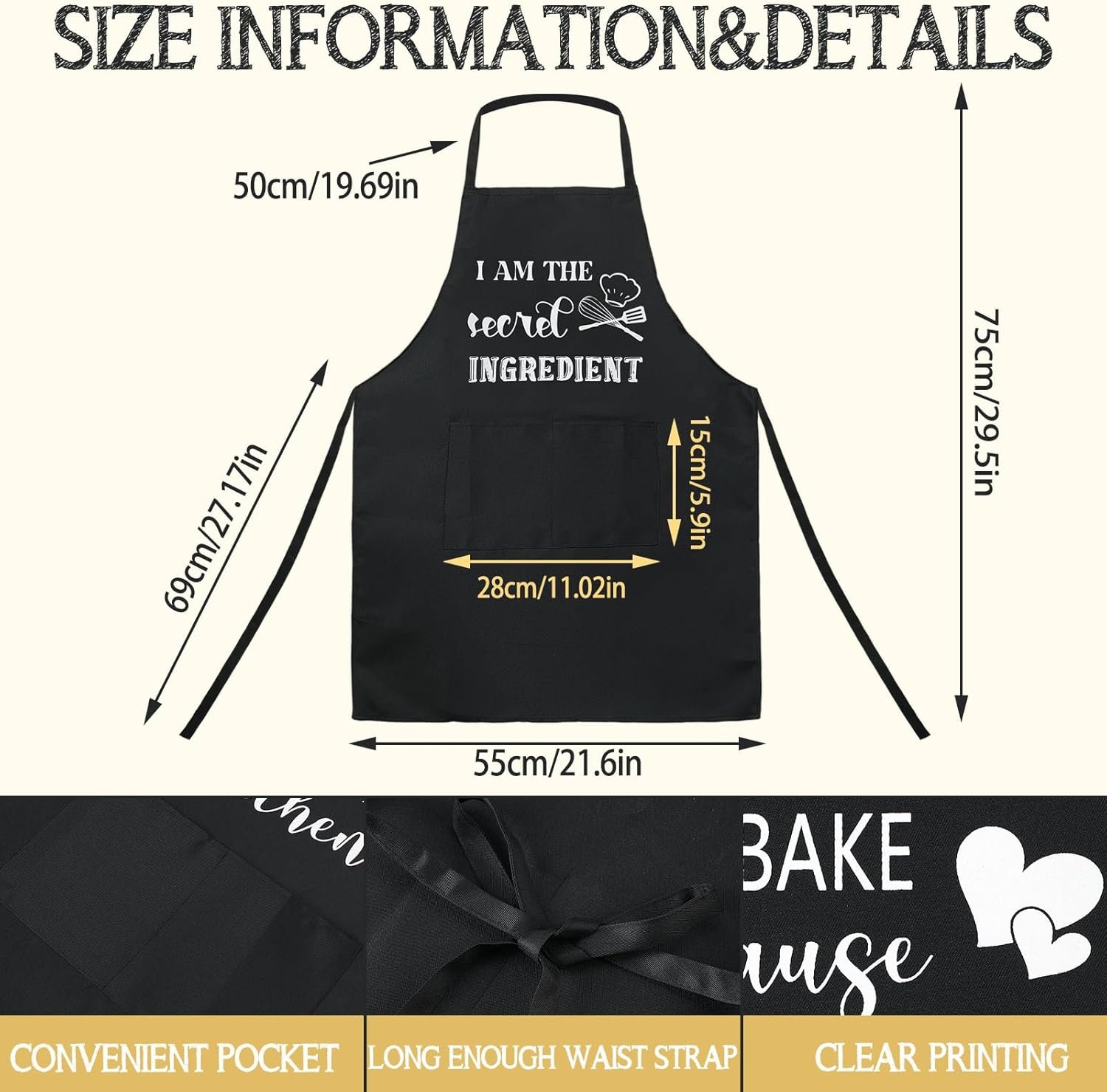 Sliner 12 Pcs Funny Cooking Aprons for Women with Pockets Bulk Birthday Gifts Kitchen Baking Cooking Cute Aprons Women Men Novelty Funny Quotes Adjustable Black Pocket - Image 3