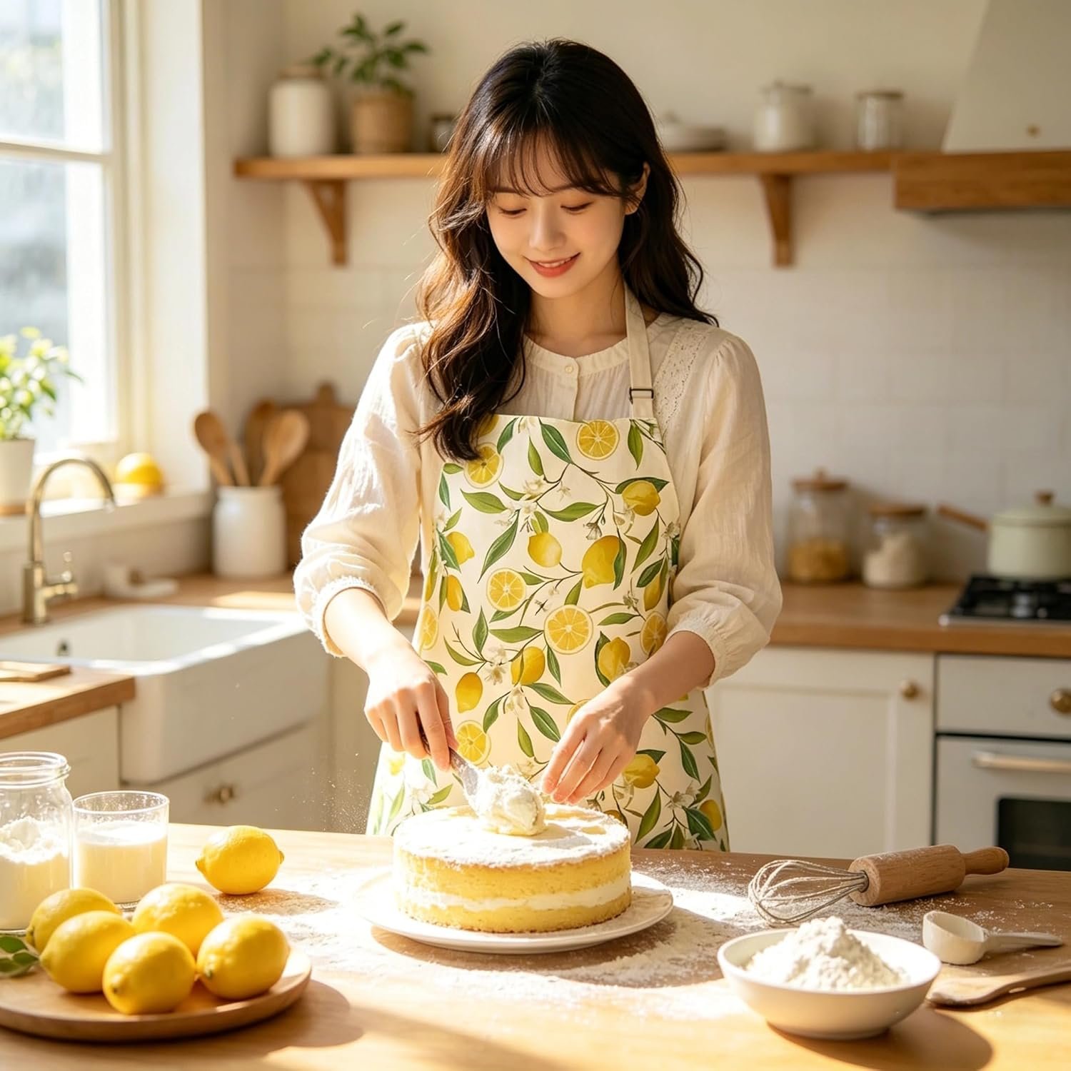 Kitchen Apron for Women Thick Lemon Apron Cooking Adjustable for Baking Chef Men Cooking Mothers Day Gifts - Image 3