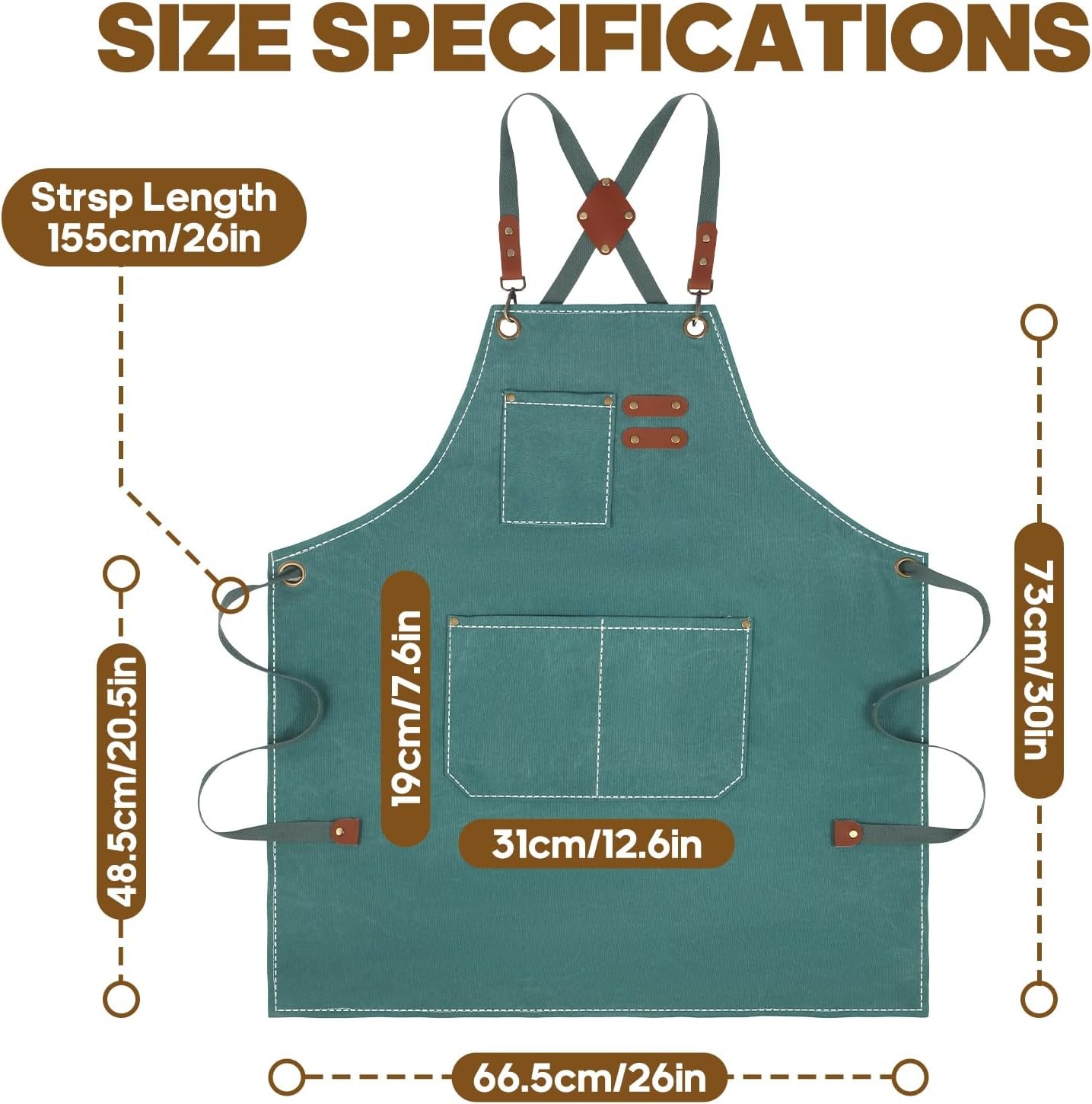 Aprons For Women Men With Large Pockets, Waterproof Cotton Chef Aprons For Cooking Server Grilling Bbq Kitchen - Image 5