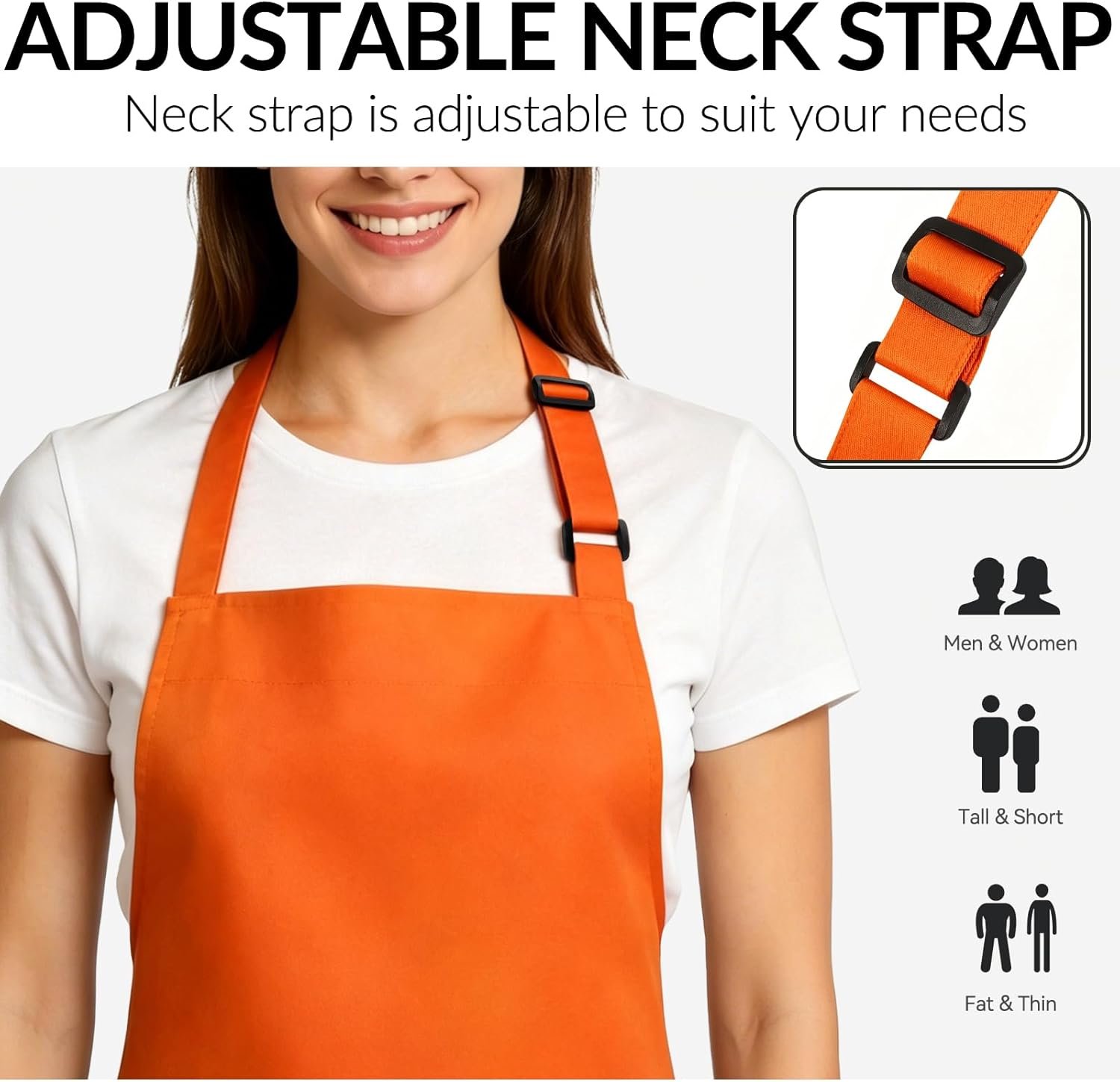 Large Chef Apron for Men and Women, Cooking Kitchen Aprons with 2 Large Pockets Water Oil Resistant - Image 3