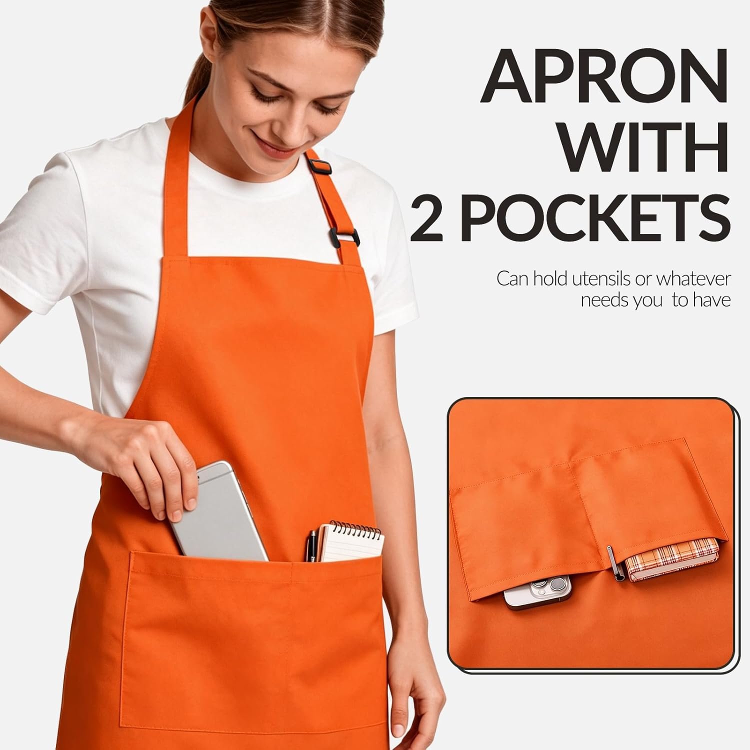 Large Chef Apron for Men and Women, Cooking Kitchen Aprons with 2 Large Pockets Water Oil Resistant - Image 4