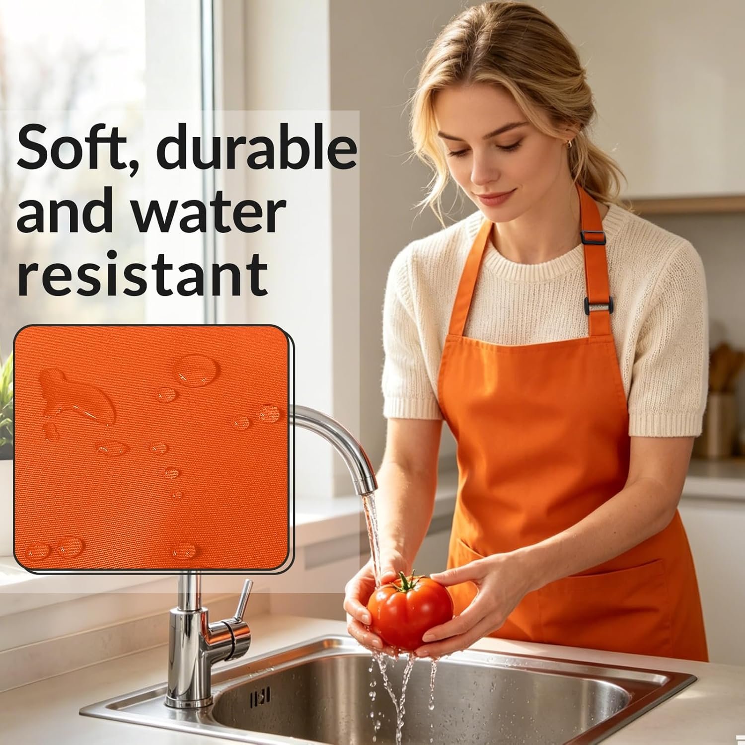 Large Chef Apron for Men and Women, Cooking Kitchen Aprons with 2 Large Pockets Water Oil Resistant - Image 5