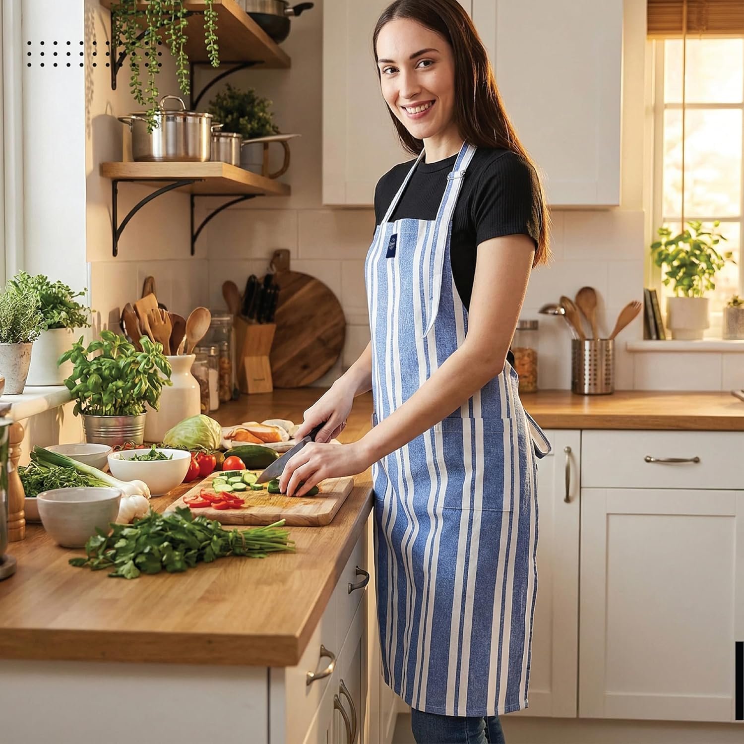 Encasa XO Kitchen Apron with Oven Gloves & Potholder - Combo Set -100% Cotton - Heat Resistant - Image 6