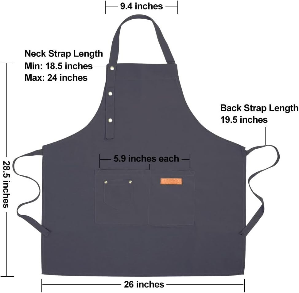 Kitchen Cooking Apron for Women Men with Big Pockets Canvas Waterproof Aprons for Server Pottery Artist Chef Apron - Image 6