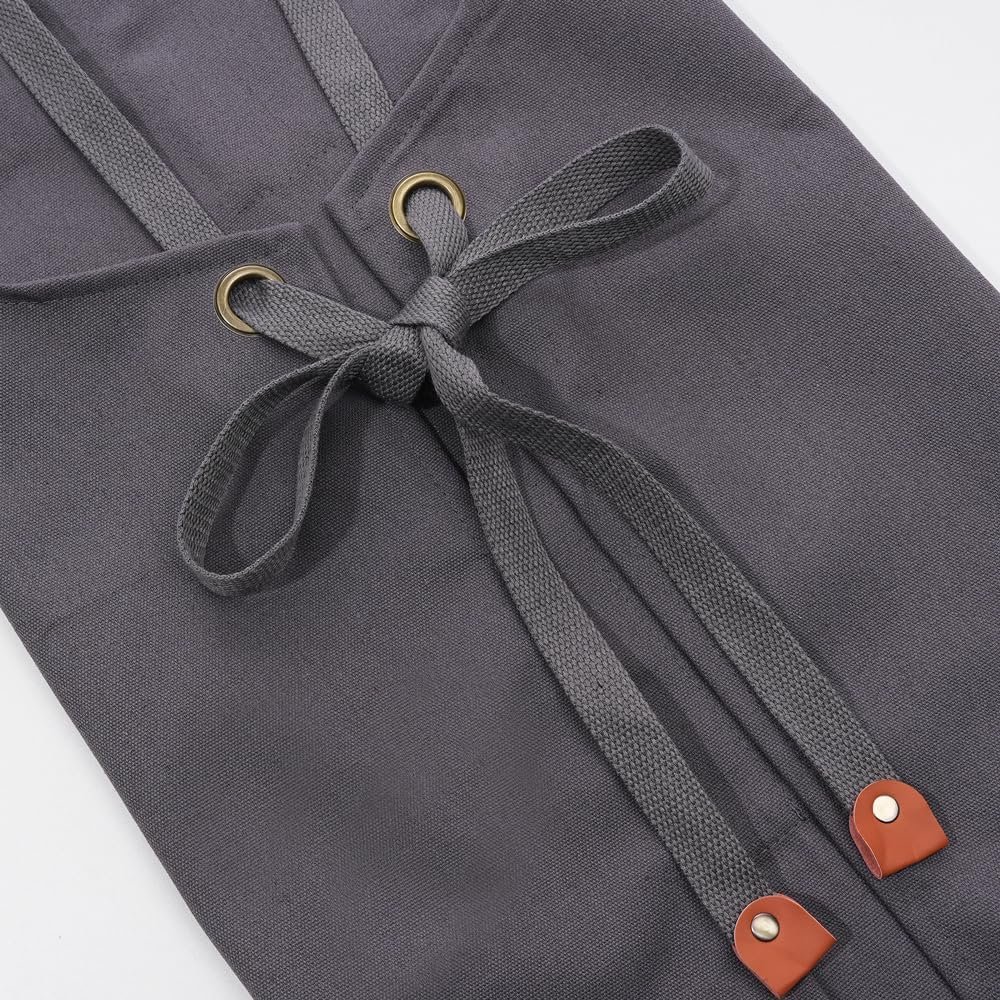Chef Aprons for Men Canvas Apron with Large Pockets and Adjustable Neck Strap for Cooking,BBQ, Gardening - Image 3