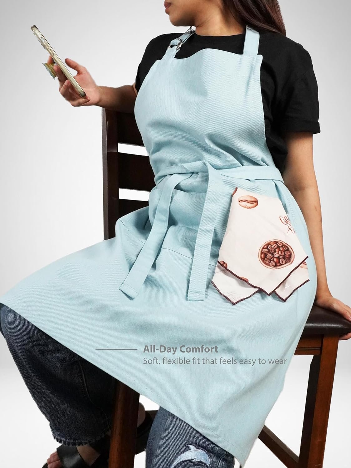 100% Cotton Kitchen Apron with 2 Pockets – Adjustable Chef Apron for Cooking Baking BBQ – Unisex Apron - Image 7