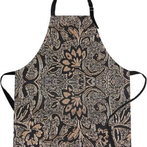 Britimes Apron Home Kitchen Cooking Baking Gardening for Women Men With Pockets Beige Abstract Embossed Texture Flower 32x28 inch