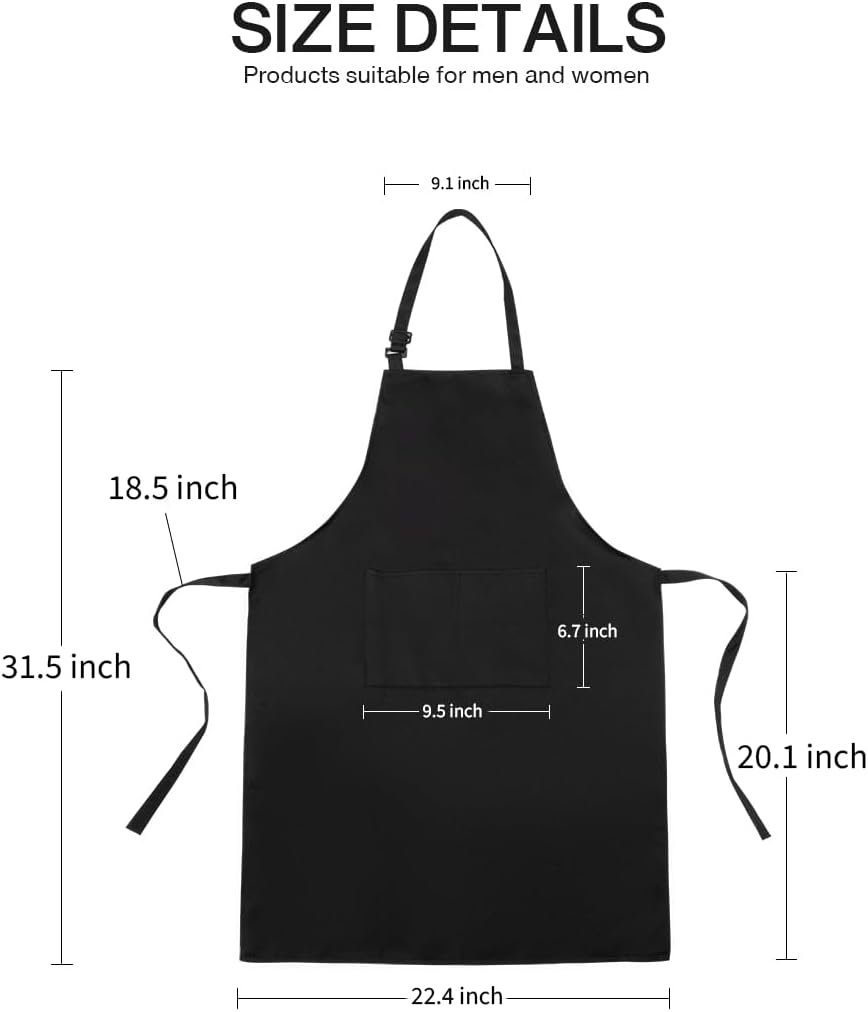 VOGMATE 2 Pack Aprons with Pockets for Women Men Adjustable Bib Chef Apron for Kitchen Cooking BBQ Restaurant - Image 6