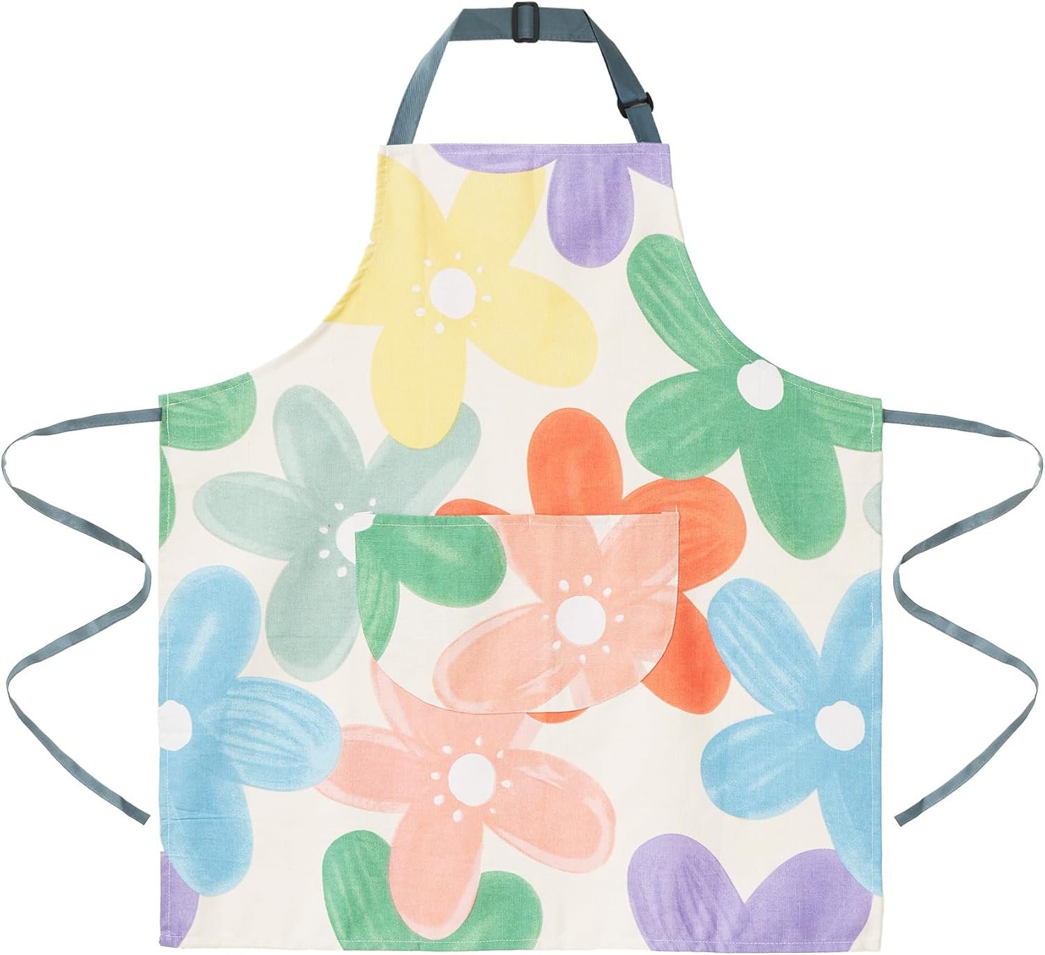 2 Pack Floral Apron for Women with Pockets, Adjustable Cotton Chef Aprons for Kitchen, Cooking, BBQ & Grill - Image 2
