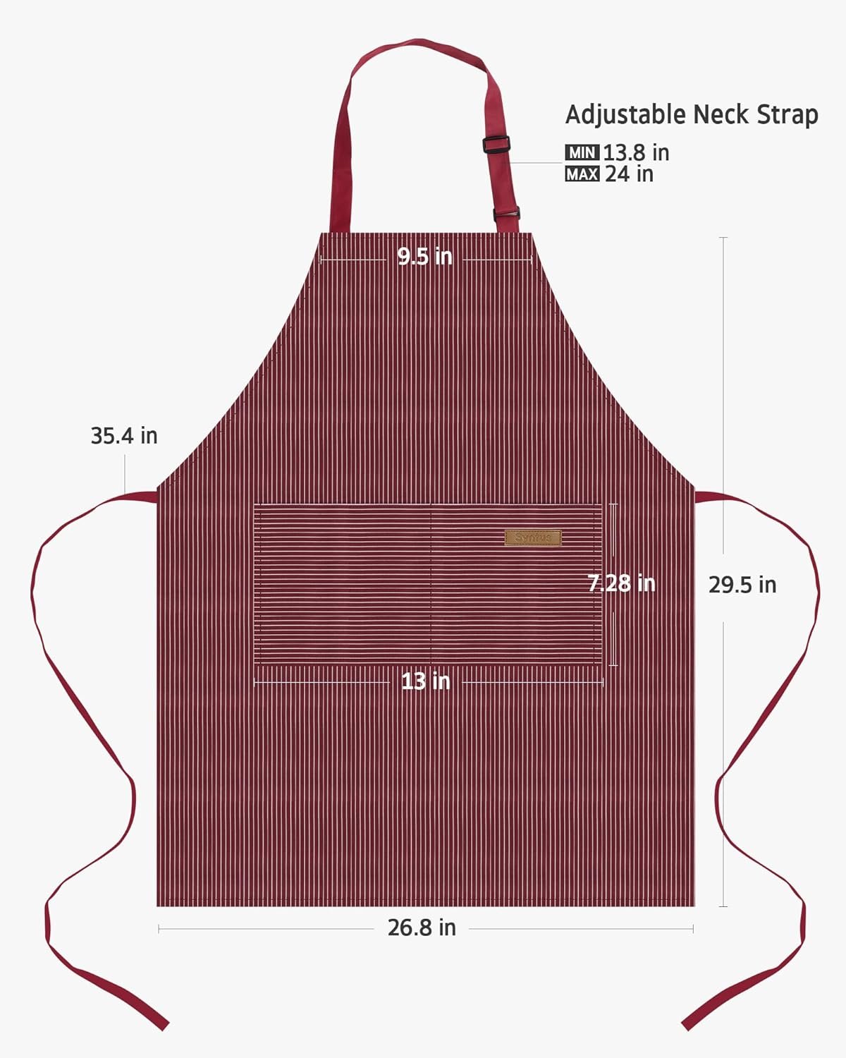 Syntus Apron for Men Women, Adjustable Cooking Kitchen Chef Aprons with 2 Pockets - Image 2