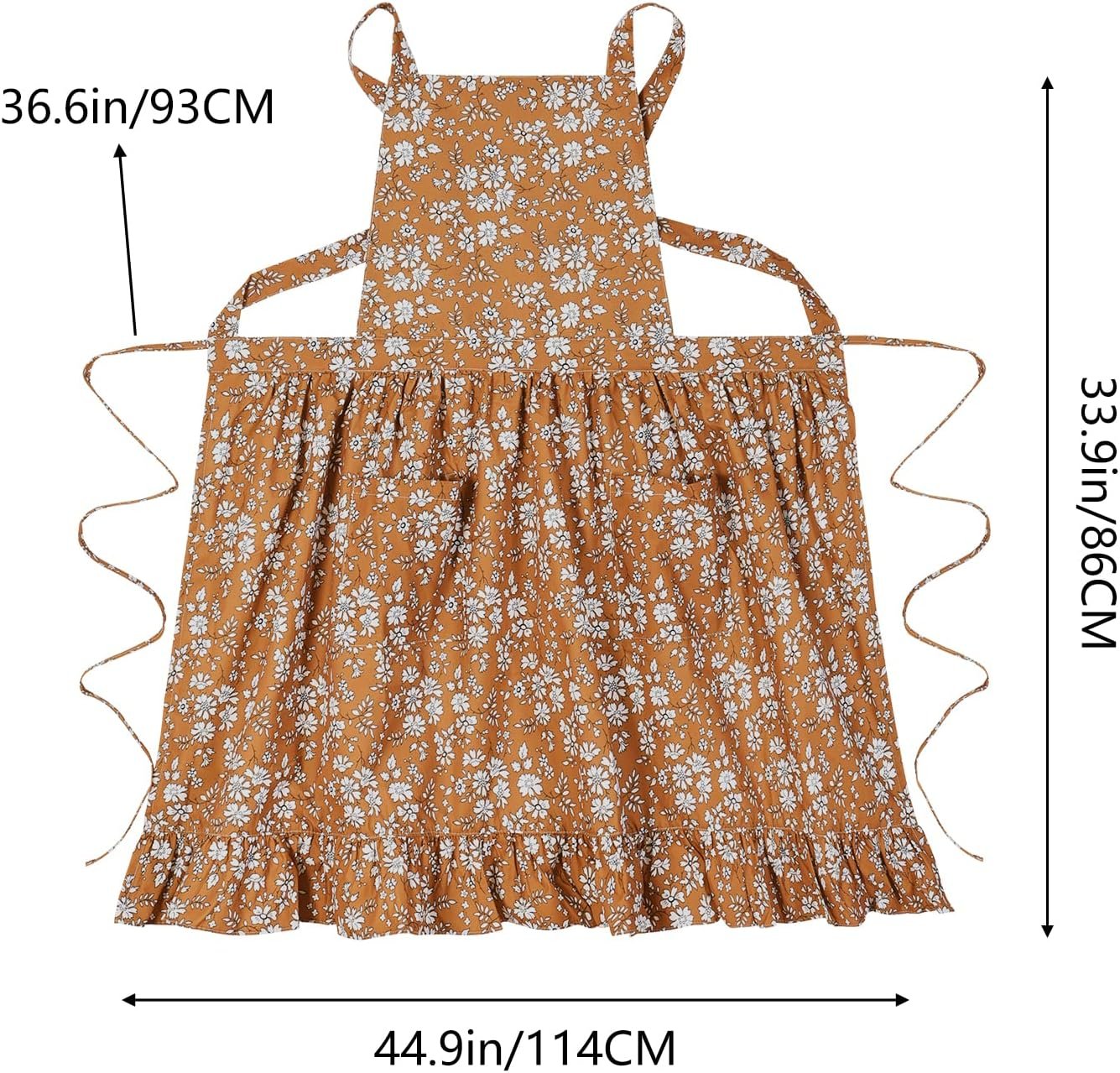 Pinknoke Vintage Pinafore Apron Dress for Women with Pockets Cute Floral Chef Aprons for Kitchen Cooking Baking Gardening - Image 6