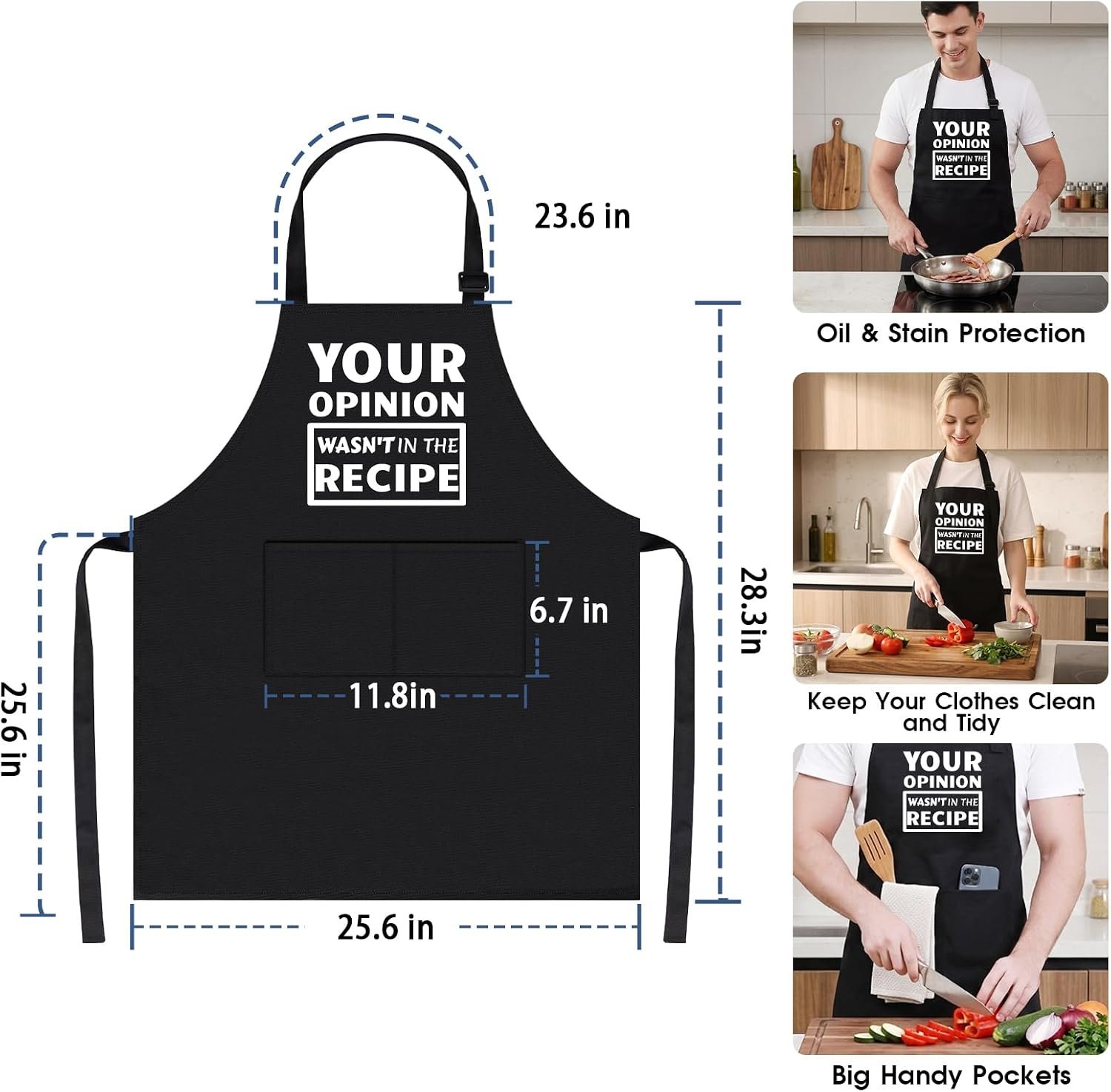 APRONPANDA Funny Kitchen Cooking BBQ Aprons for Men Women, Fathers Day Birthday Gifts for Husband, Dad, Mom, Wife, Aunt, Uncle, Grandpa - Image 3