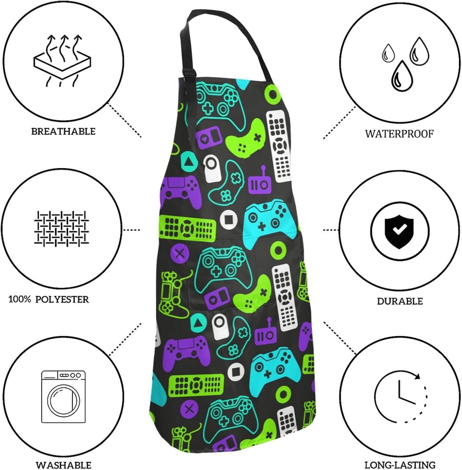 Cute Bunnies 3 Piece Kitchen Set Waterproof Apron with Oven Mitt Pot Holder Cooking Adjustable Apron - Image 5