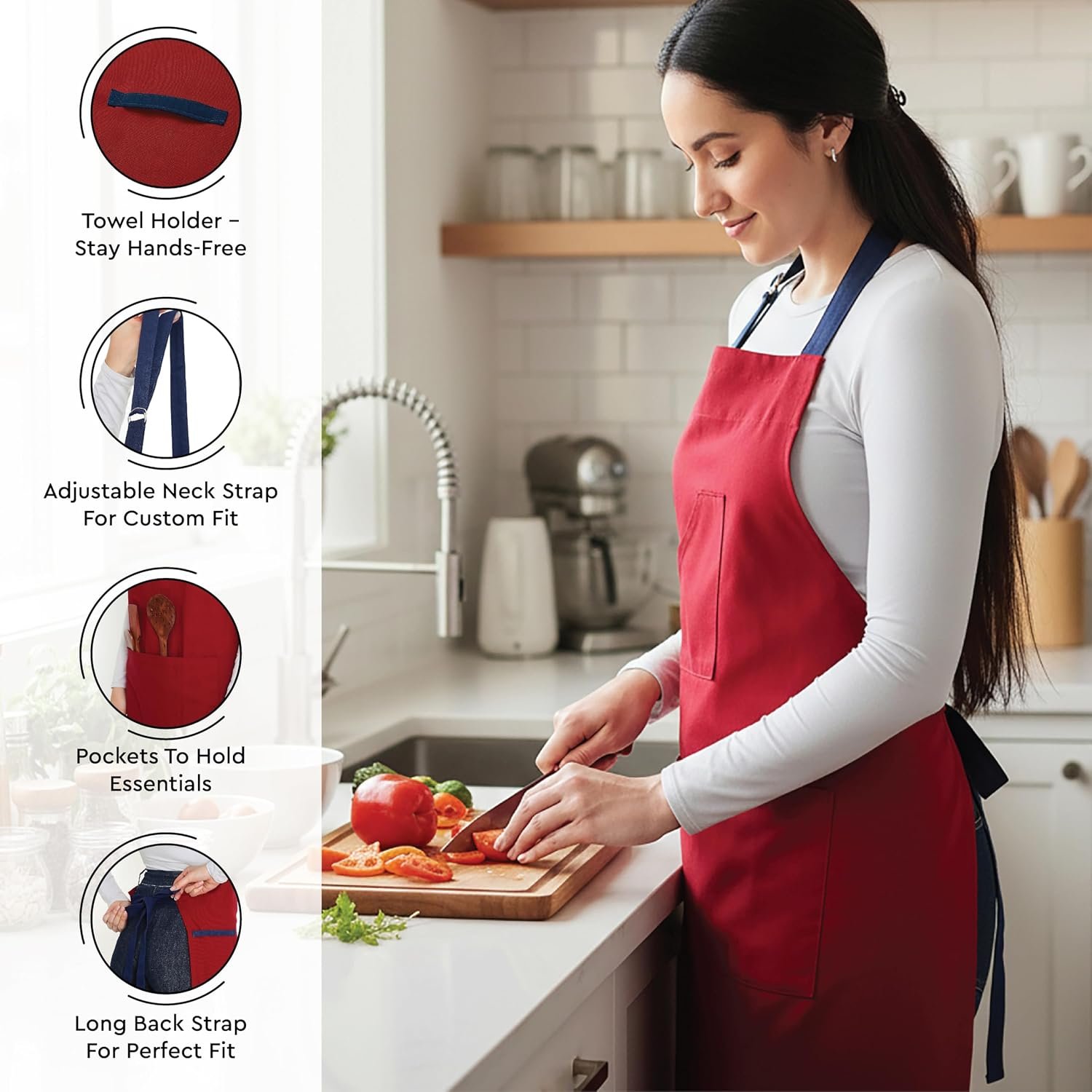 Encasa XO Kitchen Apron with Oven Gloves & Potholder - Combo Set -100% Cotton - Heat Resistant - Image 4