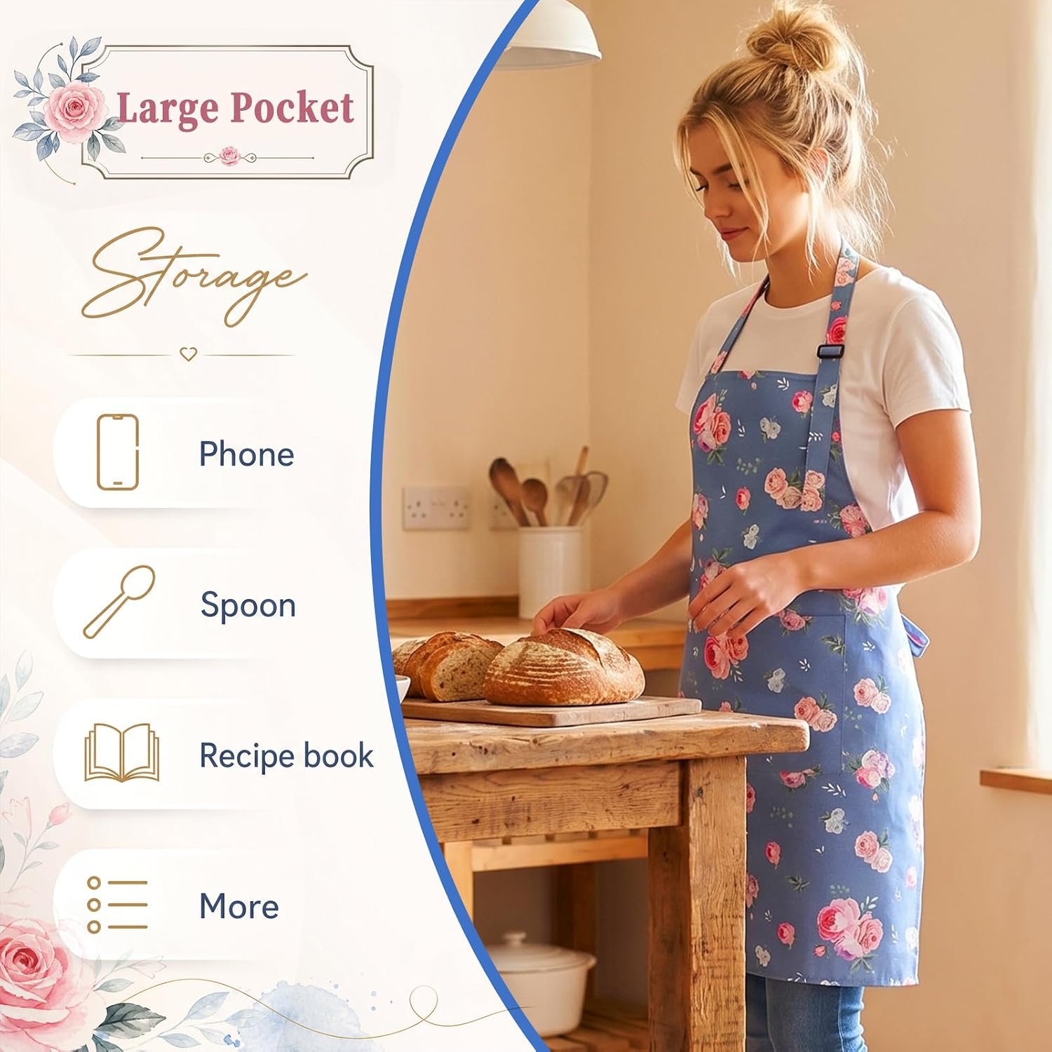 2 Pack Aprons for Women with Pocket Adjustable Aprons for Kitchen Cooking Gardening Apron Gifts for Birthday Mothers Day Salon - Image 5
