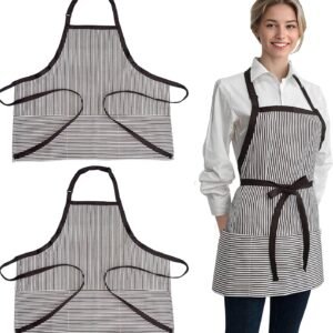 Chef Apron Striped Waitress Apron Kitchen Cooking Women Short Apron Adjustable Halter Cute Apron