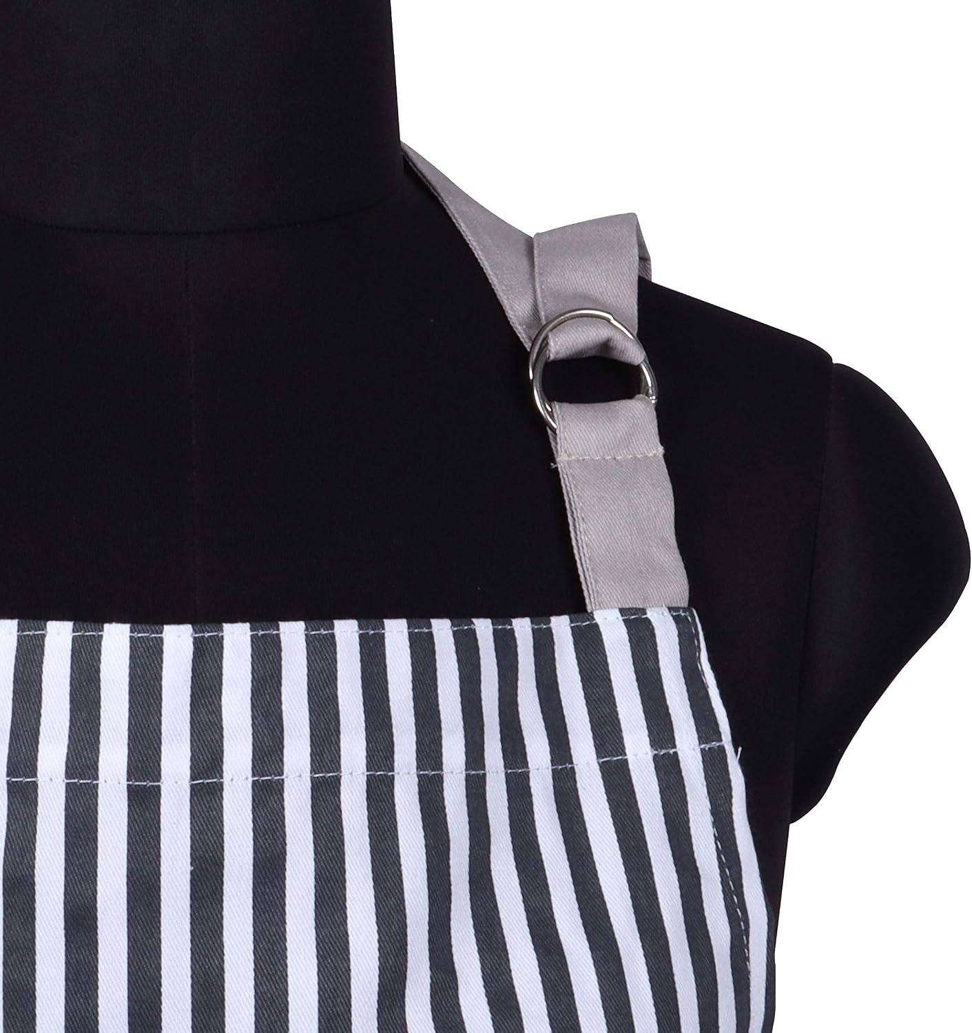 AMOUR INFINI Cotton Aprons for Women with Pockets Adjustable Strap and Waist Ties Printed Reusable Aprons for Baking, Cooking, Gardening (27.5 x 33 Inches - Charcoal) - Image 3