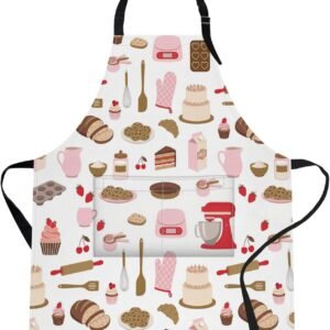 Britimes Apron Home Kitchen Cooking Baking Gardening for Women Men With Pockets Cake Cooking Cookie Pastry Chef 32x28 inch