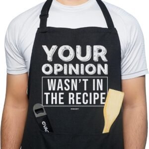 VAGAVY 100% Cotton, Black Funny Aprons for Men, Dad, Husband - Birthday, Father’s Day Grilling Gifts for Papa, Husband.