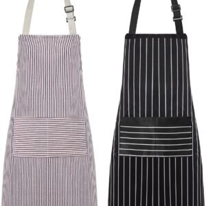 Syntus Apron for Men Women, Adjustable Cooking Kitchen Chef Aprons with 2 Pockets