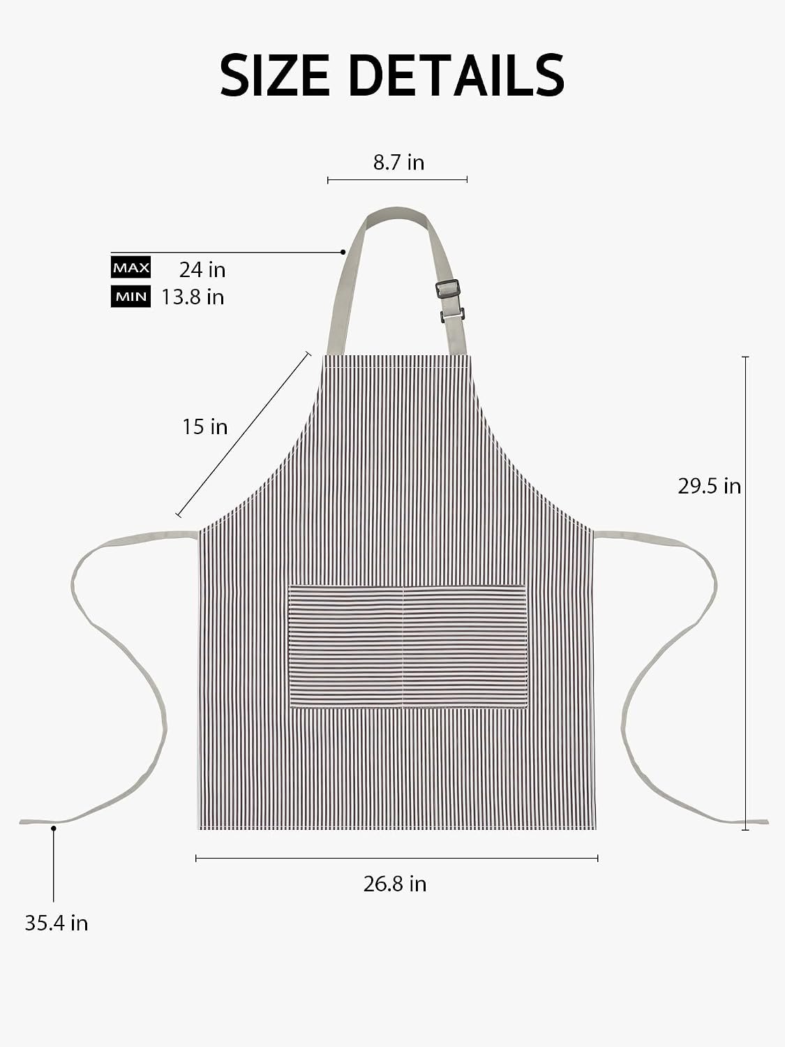 Syntus Apron for Men Women, Adjustable Cooking Kitchen Chef Aprons with 2 Pockets - Image 2