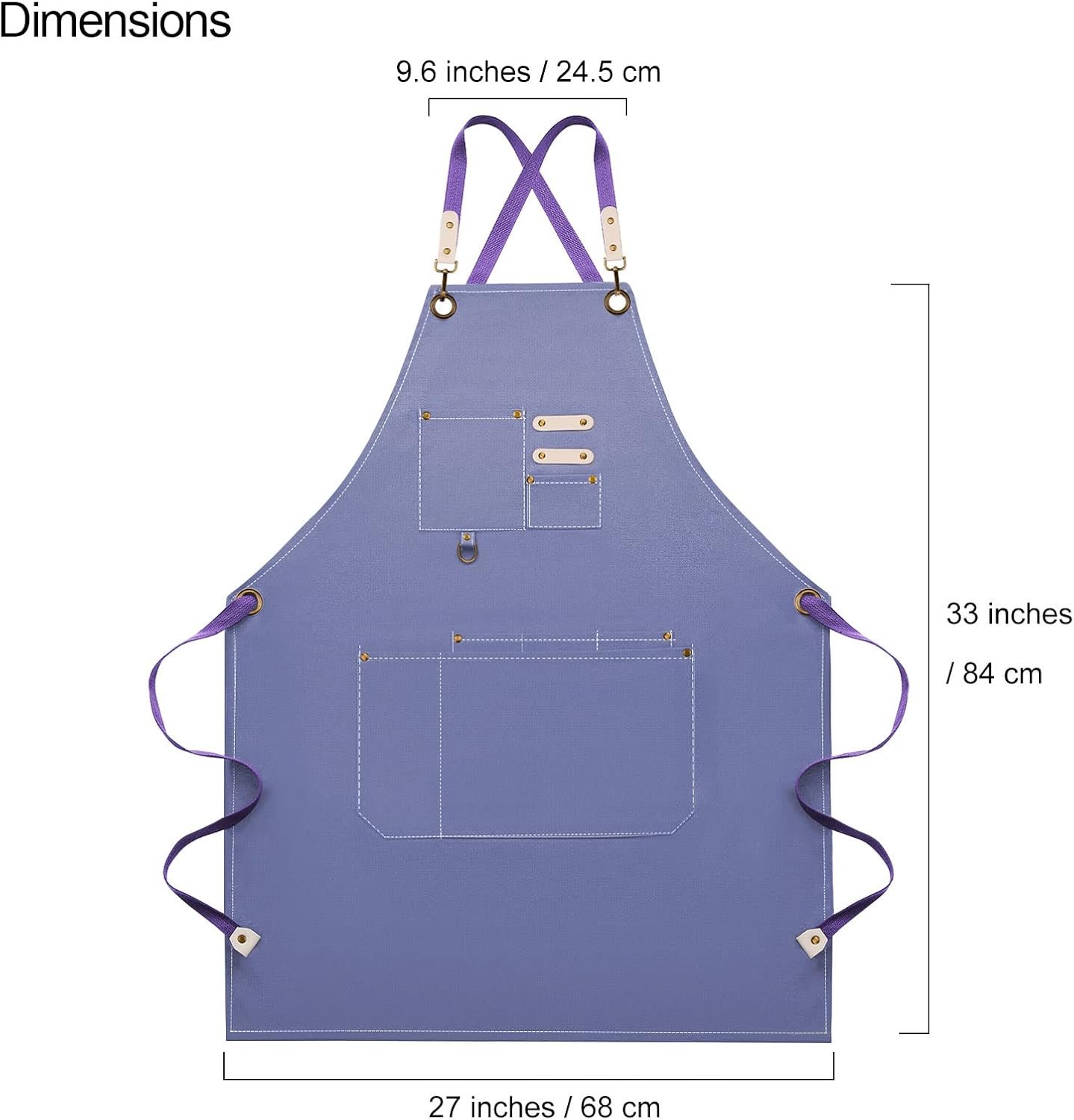 Dulabi Apron, Adjustable Chef Apron for Women and Men with Large Pockets, Cooking Kitchen Apron with Back Straps - Image 6