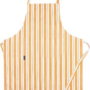 AMOUR INFINI Cotton Aprons for Women with Pockets Adjustable Strap and Waist Ties Reusable Printed Aprons for Baking, Cooking, Gardening (27.5 x 33 Inches - Yellow)