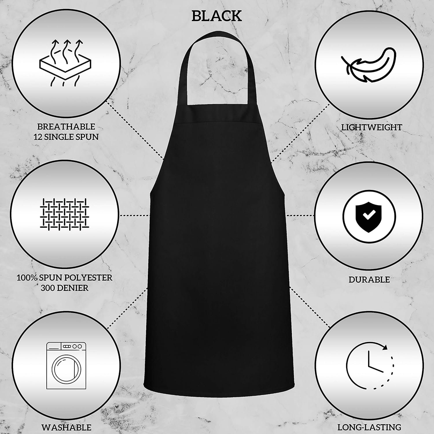 GREEN LIFESTYLE 2 Pack Chef Apron with Pockets – Grilling Aprons for Men, Waterproof Cooking Apron for BBQ, Work or Restaurant Use, Kitchen Aprons for Women with Pockets – Black - Image 4