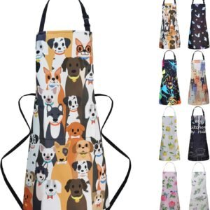 Adjustable Waterproof Kitchen Apron for Women with 2 Pockets Cooking Chef Apron Gardening Funny BBQ Aprons for Men