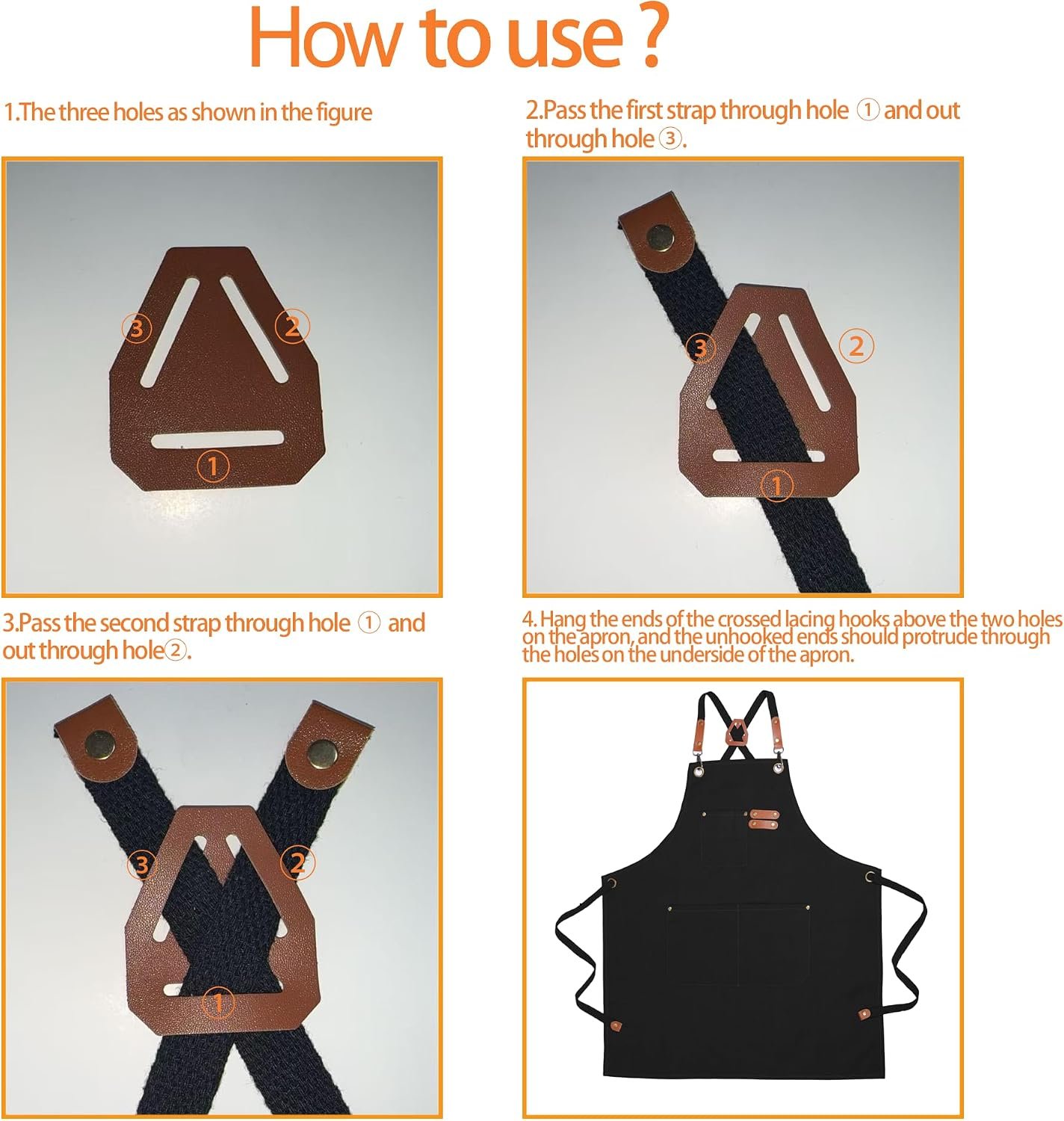 Chef Aprons For Men,Adjustable Cross Back Canvas Aprons with Pockets,Wear-Resisting For Kitchen BBQ Baking Gardening - Image 4
