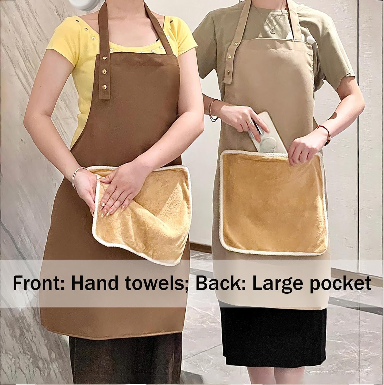 Apron with Towel, 2 Hand Towel & XL Pocket,for Art, Teaching, Kitchen, Cooking, Cleaning, Gardening, Home - Image 3