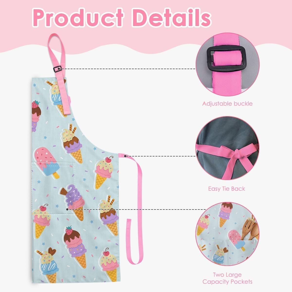 SANDJEST Kids Apron with Chefs Hat Set, Kitchen Apron Gifts - Image 4