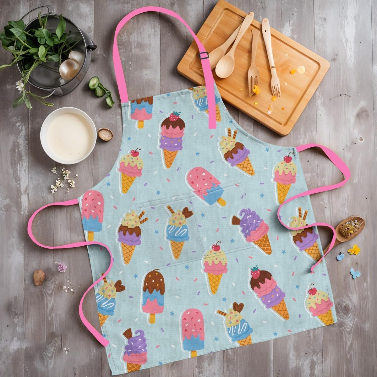 SANDJEST Kids Apron with Chefs Hat Set, Kitchen Apron Gifts - Image 6