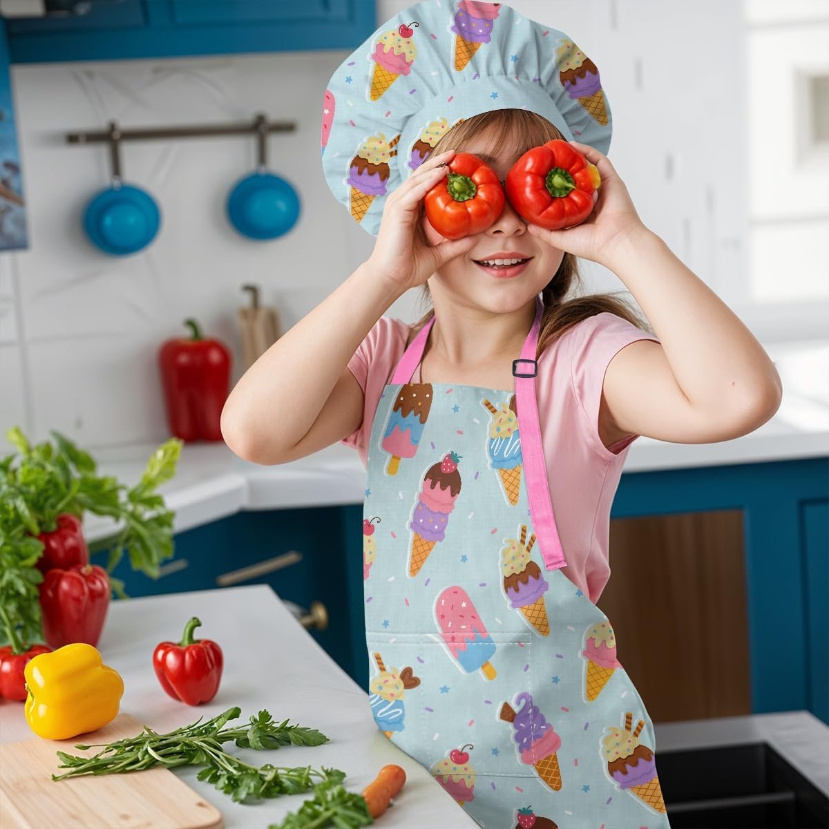 SANDJEST Kids Apron with Chefs Hat Set, Kitchen Apron Gifts - Image 7