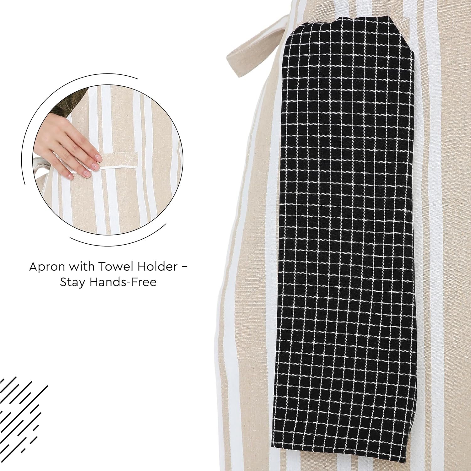 Encasa XO Cotton Kitchen Aprons for Women & Men with Pocket & Towel Loop, Adjustable Neck & Back Strap for Cooking, Baking - Image 4