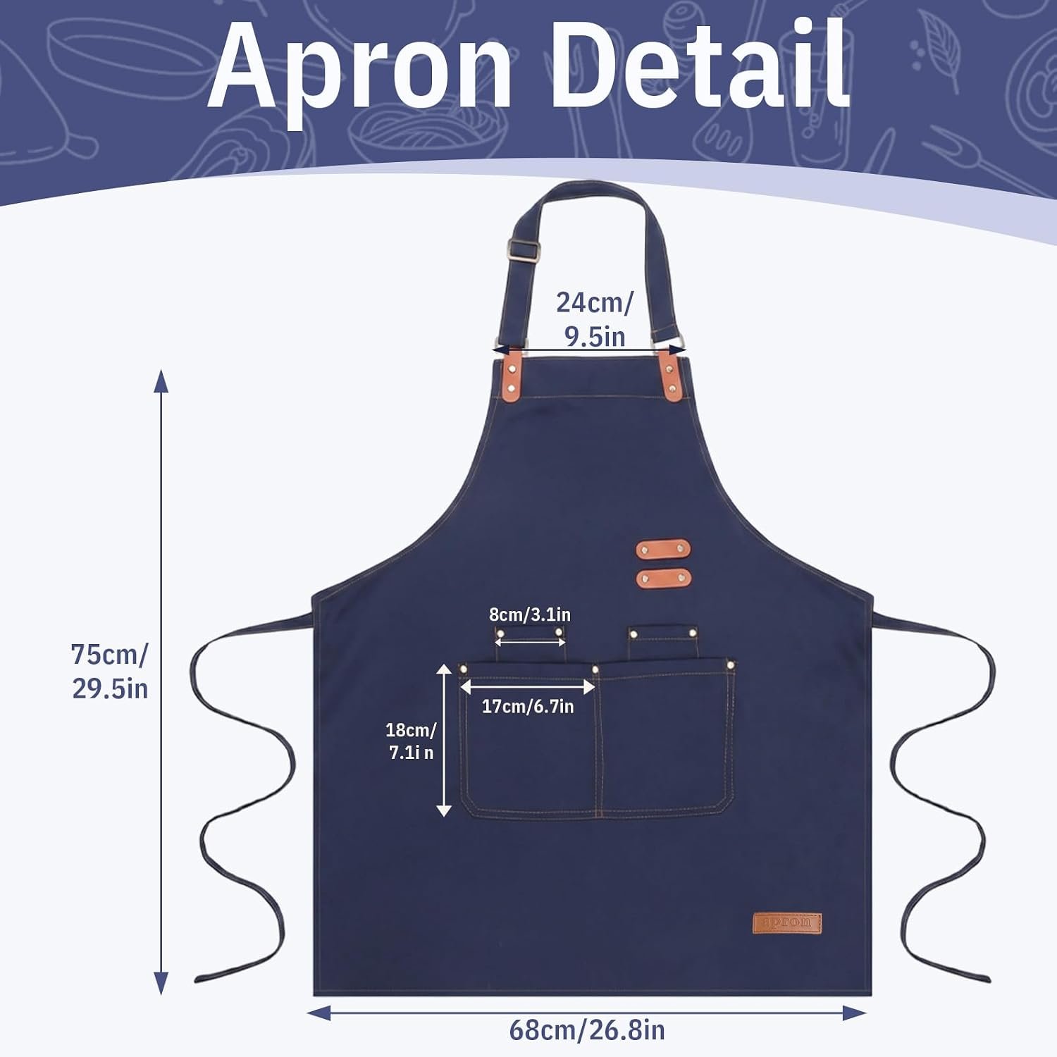 2 Pack Apron for Men Women Adjustable Cooking Kitchen Chef Aprons with 4 Pockets for Cooking Gardening - Image 6
